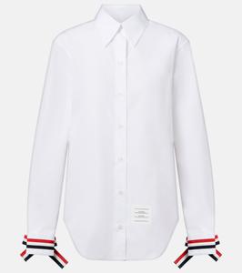 Хлопковая поплиновая рубашка Thom Browne, белый