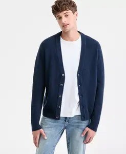 Мужской кардиган с длинными рукавами и ворсом Sun + Stone, синий