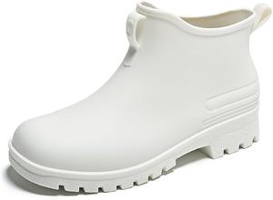 Женские короткие резиновые сапоги MGGMOKAY, противоскользящие, износостойкие, для работы на улице и в саду, модные водонепроницаемые ботильоны, White