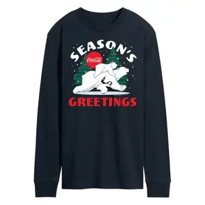 Мужская графическая футболка с длинным рукавом Coca-Cola "С праздником" Licensed Character, синий