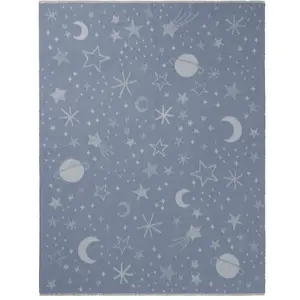 Детский плед Babydecke Universe 75 x 100 см, с короткими бахромами Biederlack, синий