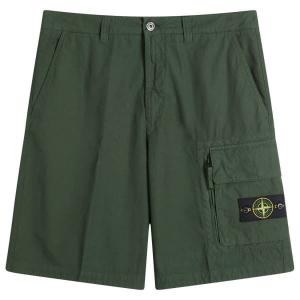 Хлопковые шорты-карго с брезентовым плетением Stone Island, темно-зеленый