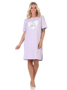 Ночная рубашка с короткими рукавами и рисунком в виде сердца, размеры 125, 214 и 360, фиолетового цвета. NORMANN