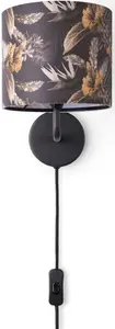 Настенный светильник Paco Home Luca Flowe с узором, черный