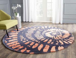 Круглый ковер 214 x 214 см ручной работы из премиальной шерсти SAFAVIEH Capri Collection, Steel / Blue, CPR411B