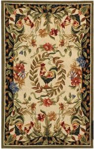 Ковер SAFAVIEH, 77 x 122 см, Chelsea Collection, Creme & Black, ручной работы в стиле French Country из шерсти, идеален для помещений с высокой проходимостью: прихожая, гостиная, спальня (HK92A)