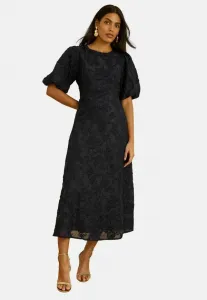 Повседневное платье с фактурными пышными рукавами и круглым вырезом Love & Roses, Navy