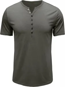 Мужская футболка хенли с коротким рукавом slim fit