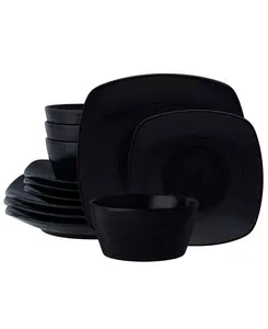 Набор столовых приборов Colorscapes Swirl Square из 12 предметов, сервиз на 4 персоны Noritake, black