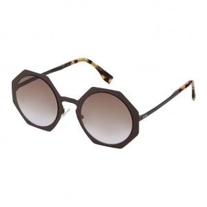 Металлические овальные солнцезащитные очки женские коричневые FENDI, коричневый