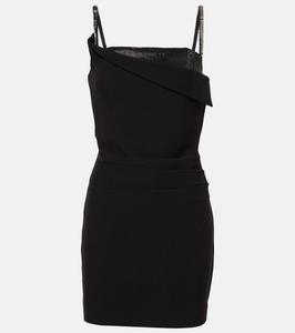 Мини-платье из крепа, украшенное кристаллами Roland Mouret, черный