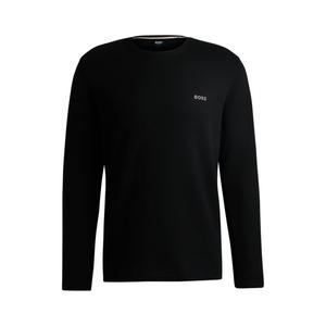 Пижамная футболка с вафельной структурой из хлопка BOSS, черный