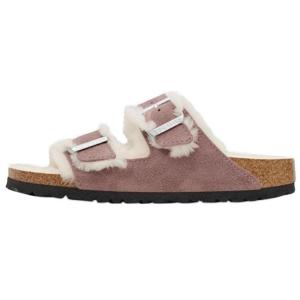 Сандалии на меху Birkenstock Arizona Shearling Suede Leather, фиолетовый