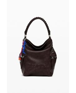 Женский рюкзак большого размера с логотипом и отделкой под замшу Desigual, Dark brown