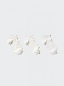 Короткие носки с цветочным узором (3 пары) Uniqlo, 01 off white