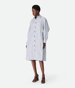 Cotton stripe dress BOTTEGA VENETA, квилл/белый/черное дерево