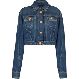 BALMAIN Короткая потертая джинсовая куртка, Blue
