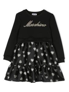 Moschino Kids платье с длинными рукавами и логотипом, черный