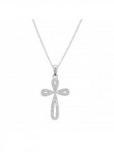 Alexander York Колье с подвеской в виде креста и кубическим цирконием из серебра 925 пробы, комплект из двух частей в серебряной оправе