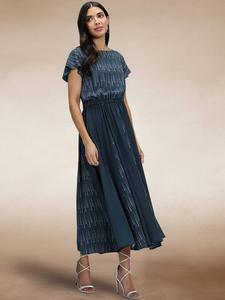 Плиссированное платье миди HotSquash, цвет Teal Drops