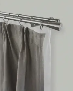 Карниз для штор GARESA "ROSA", 2 направляющие, желаемая длина, комплект для штор, выдвижной, настенный монтаж, торцевая кнопка, с кольцами 260 см, Ø16мм, цвет edelstahlfarben