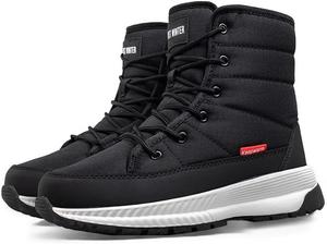 Женские зимние ботинки, снегоступы, теплые укороченные ботинки с меховой подкладкой, водонепроницаемые, с нескользящей подошвой, уютные утепленные слипоны для холодной погоды и прогулок на улице Qacksv, Black