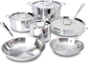 Набор посуды из нержавеющей стали All-Clad D3 3-Ply, 10 предметов, серебристый