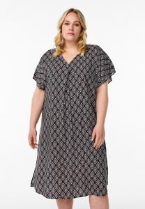 Платье Zizzi MIT V-AUSSCHNITT, Navy Ethnic Aop/Dark Blue