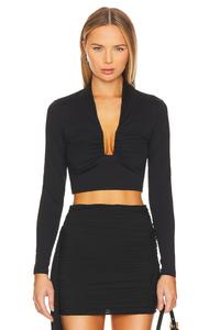 Топ Susana Monaco Square Wire Long Sleeve, черный