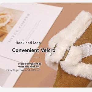 Детские ботинки для девочек с искусственным мехом, утепленные, защищающие от ветра, мягкие, с плоским каблуком, зимние теплые удобные туфли Generic, Khaki