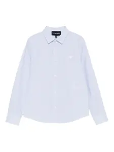 Полосатая рубашка с длинными рукавами Emporio Armani Kids, синий