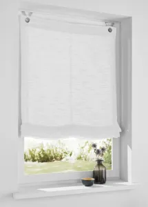 Римская штора с люверсами, в кельтском стиле, кремового цвета. Однотонная. Имитация льна. Крепление без сверления, с крючками для окон. Размер 100 х 140 см. Kutti