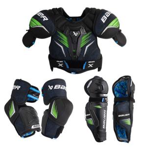 BAUER Комплект хоккейной защиты Model 24 X для молодежи и взрослых: нагрудник, щитки и налокотники, размер Youth S