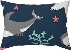 Pevtufa Наволочка с принтом улыбающихся акул, накладная, с застежкой-конвертом Friendly Smiling Sharks1