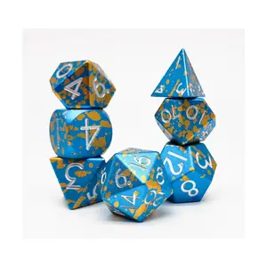 Набор из двойного анодированного полиэстера — синий и желтый (7), Aluminium Solid Dice (Level Up Dice)