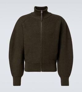 Вязаный кардиган из шерсти с молнией Jacquemus, Dark Khaki