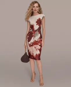 Женское платье-футляр с цветочным принтом Donna Karan New York, мультиколор