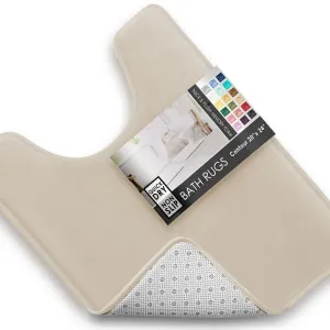 Нескользящий, ультрамягкий плюшевый коврик для ванной из пенополиуретана с эффектом памяти - контурный, 61 смx51 см Clara Clark, льняной