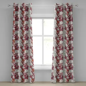 Шторы на люверсах ABAKUHAUS с цветочным рисунком, в стиле романтического бохо, с рисунком нарциссов, магнолий, роз, яркая, декоративные, двухпанельные, 280 x 175 см, цвет: черный, серый, красный Abakuhaus