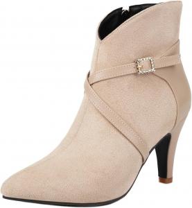 Женская мода: ботильоны на каблуке 8,5 см, с острым носком, короткие, с лаконичной боковой молнией, узкие, универсальные и стильные, размер L9-1-29, размеры US4-US14 LYYSKY, Apricot(L9-5)