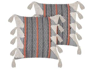 Подушка Beliani 2 шт Bouvardia, 45x45x45 см цвет schwarz/grau/orange/weiß