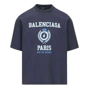 Футболка varsity logo short sleeve t-shirt 'navy' Balenciaga, синий