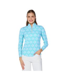 G Lifestyle Женская блузка с длинными рукавами и воротником-стойкой G Lifestyle Clothing, Trelis turq