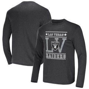 Мужская футболка NFL x Darius Rucker Collection от Fanatics Heathered Charcoal Las Vegas Raiders с длинным рукавом