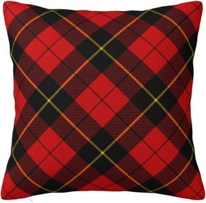 Paruiny Чехол для подушки тартан красный черный клетчатый двусторонний пушистый мягкий квадратный декоративный с потайной молнией White