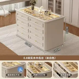 Yu Senyi Комод 80 см для гостиной из массива дерева, 2 ящика, кремовый, полностью собран