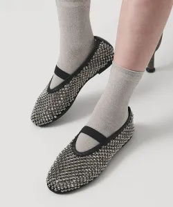 Балетки, украшенные стразами и сеткой United Arrows, цвет Black