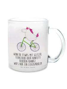 Кружка "Единорог-велосипедист" с надписью на прозрачном фоне Mr. & Mrs. Panda