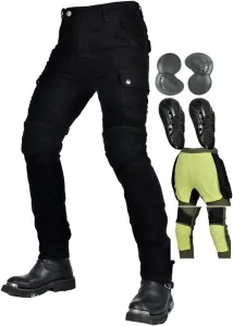 Мужские мотоциклетные джинсы с усиленной арамидной подкладкой, прочные мотоциклетные брюки с 4 защитными элементами, соответствующими стандарту CE, и 6 карманами, Schwarz