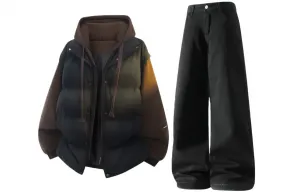 Толстовка Casual Sportswear утепленная с капюшоном унисекс X1617, top черный коричневый cotton+pants черный